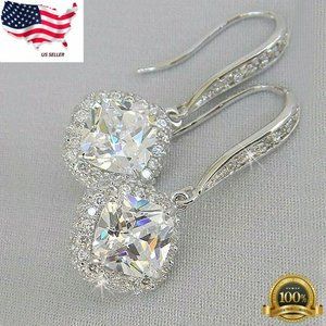 Silver Drop Earrings White Sapphire Jewelry A Pair